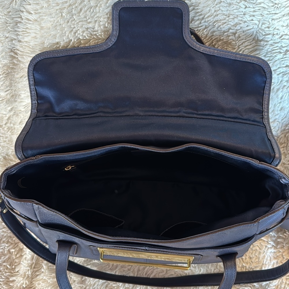 👜RARE!!! COACH TAYLOR LEATHER MARIN SATCHEL CARRYALL Navy blue - Picture 10 of 15
